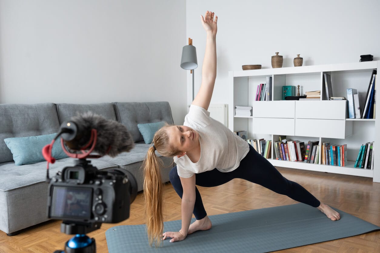 Fitness Instructor with Chosen Microphone