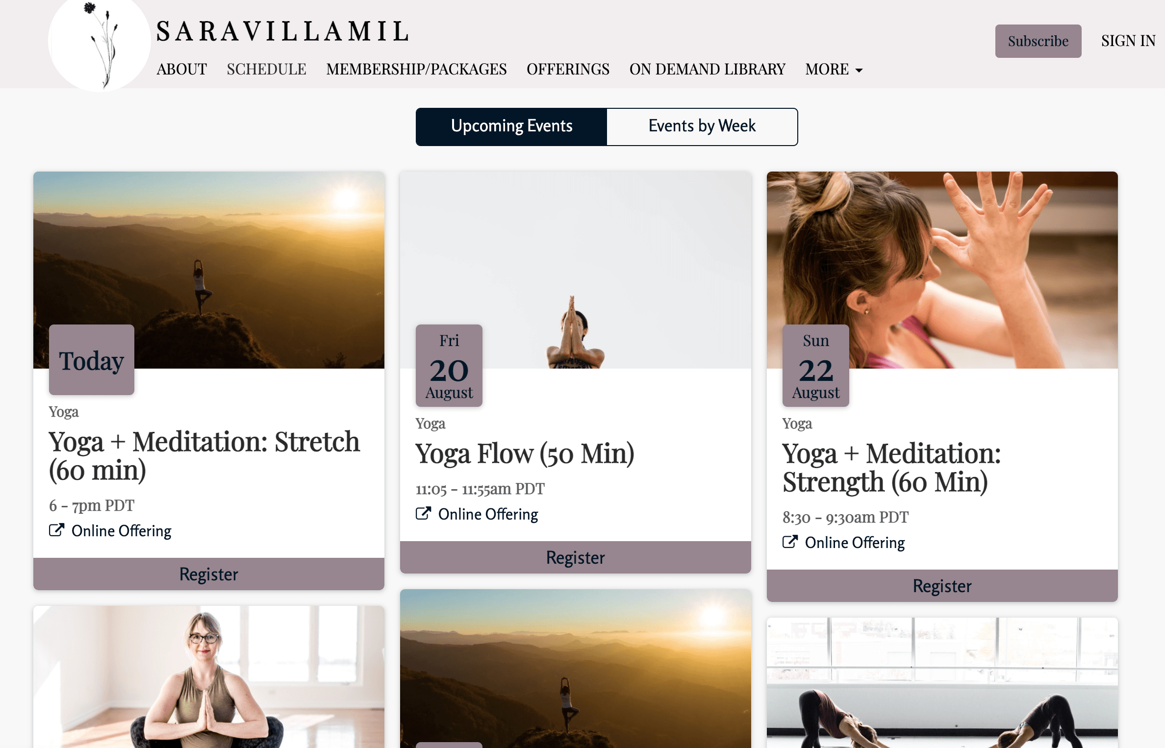 yoga | OfferingTree Website with scheduling
