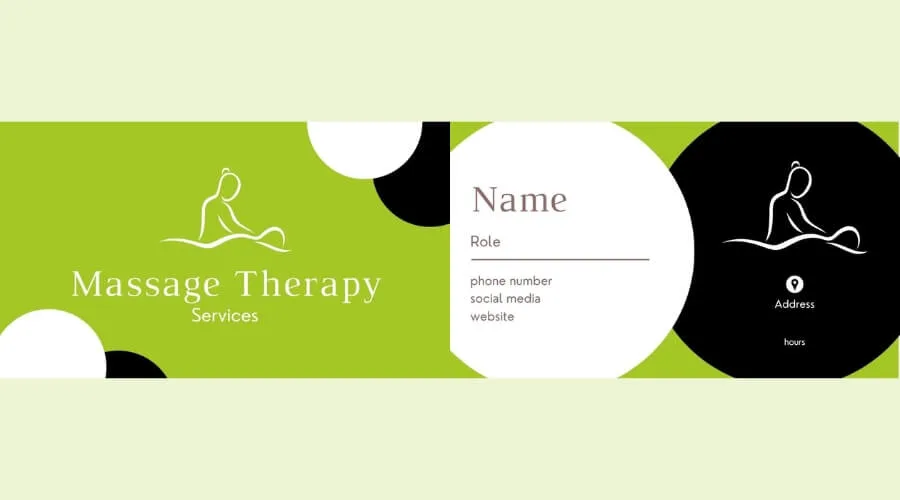 an example of the front and back of a massage therapy business card