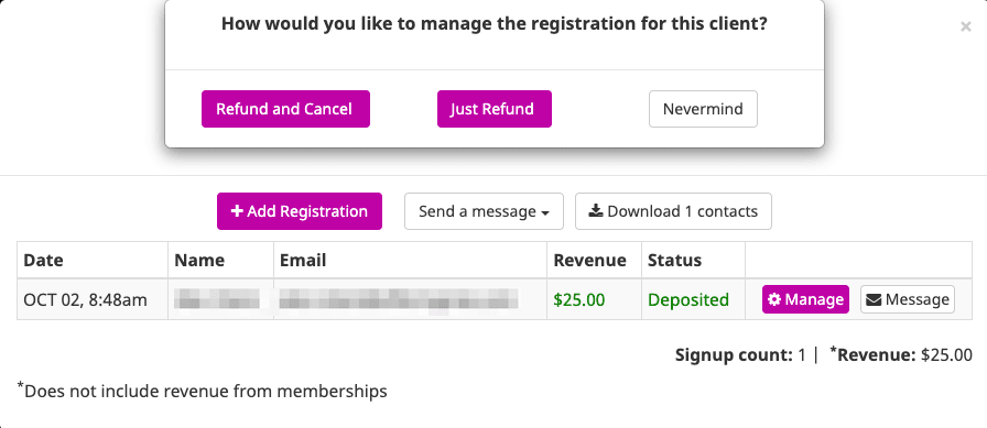 Refund payment in software Refund screen shot