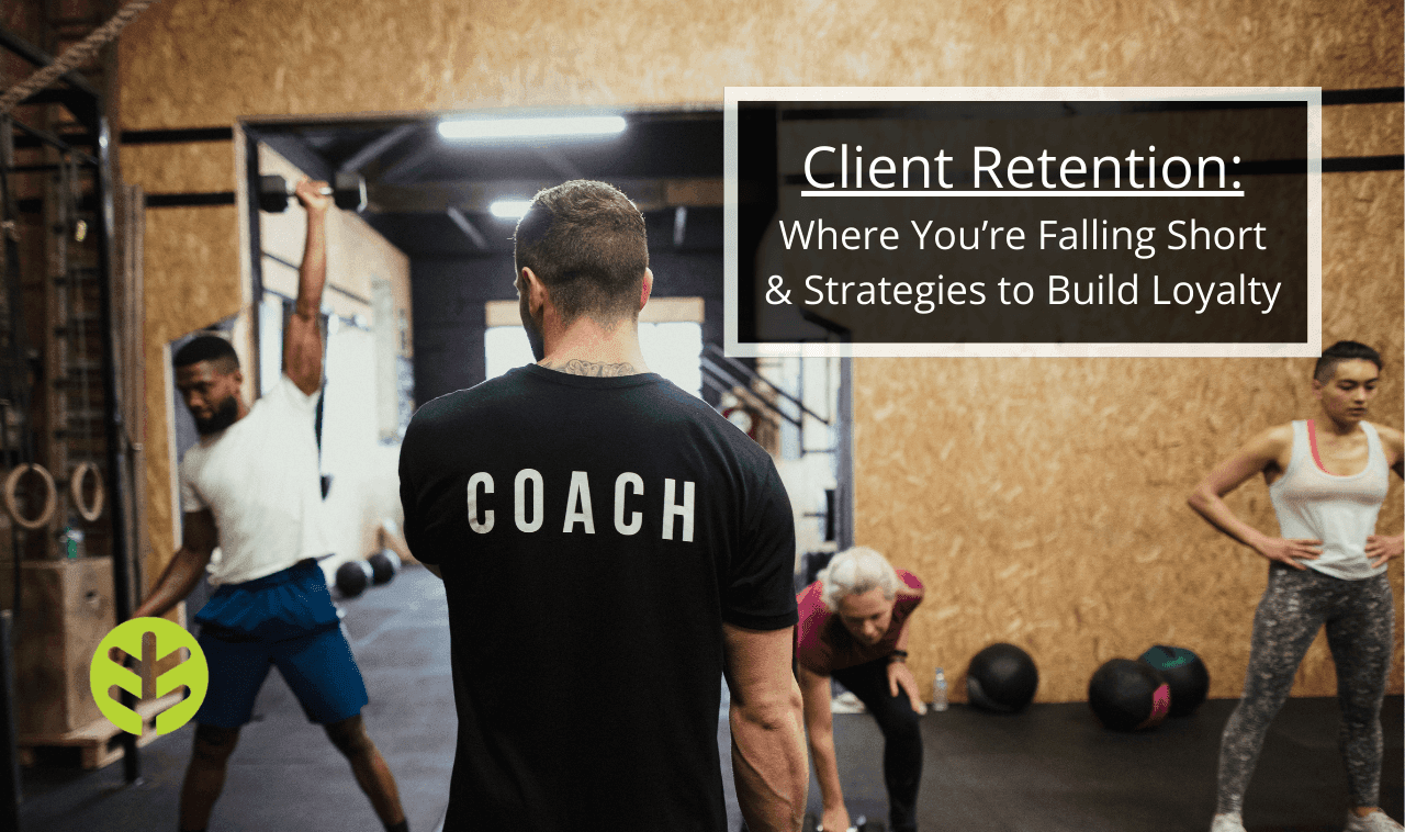 Image of a fitness class. The coach has his back to the camera while two students workout with kettle bells.