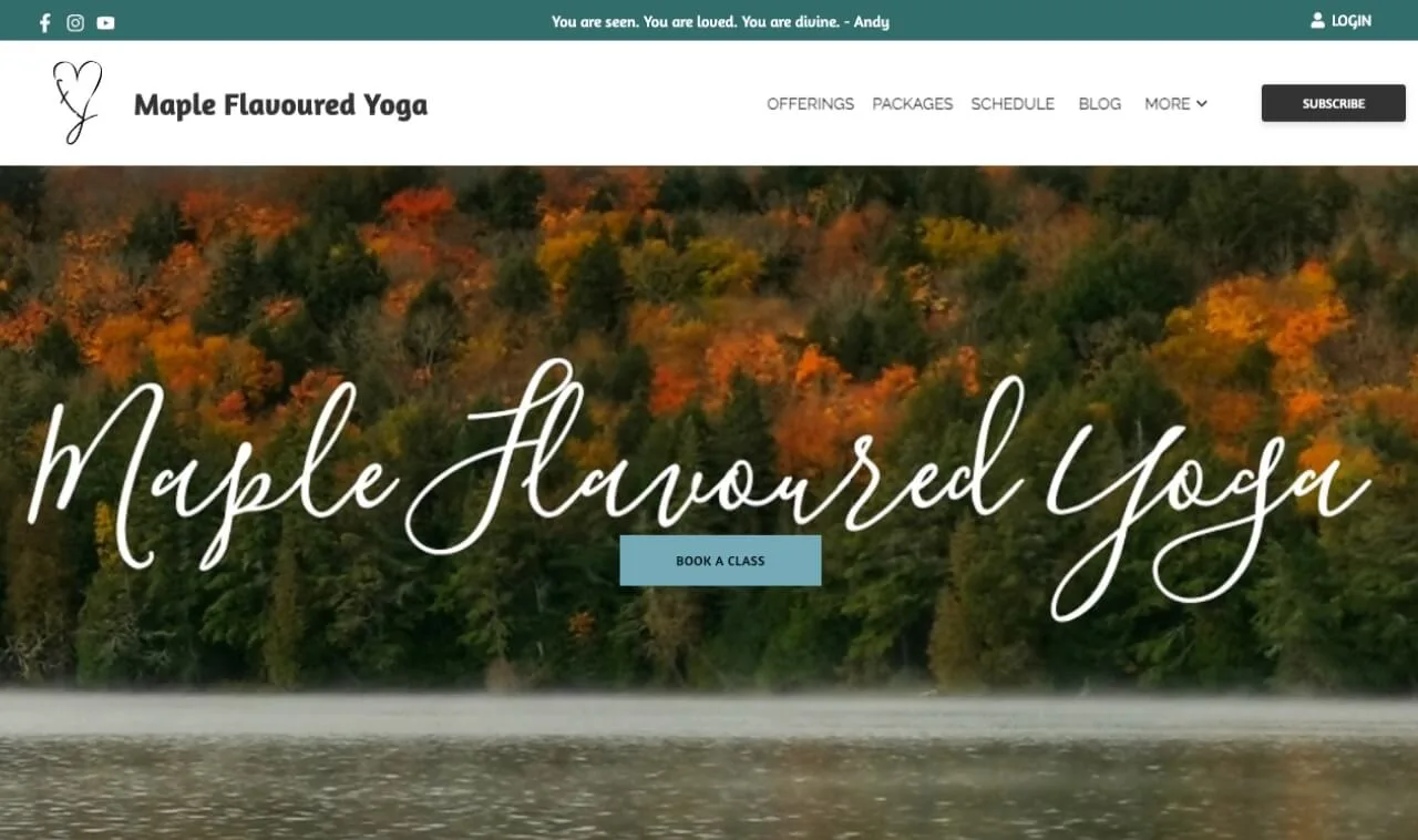 Maple Flavoured Yoga Example Website Image | OfferingTree