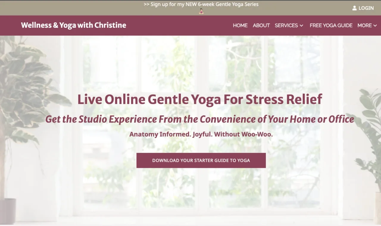 Wellness & Yoga with Christine example website image | OfferingTree