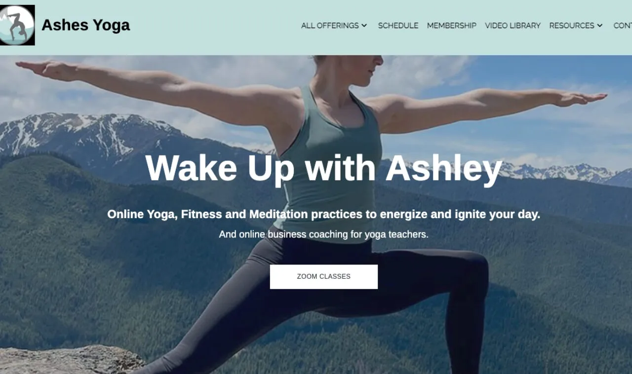 Ashes Yoga example website image | OfferingTree