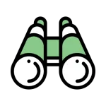 vision icon | OfferingTree cartoon of binoculars that are green and white
