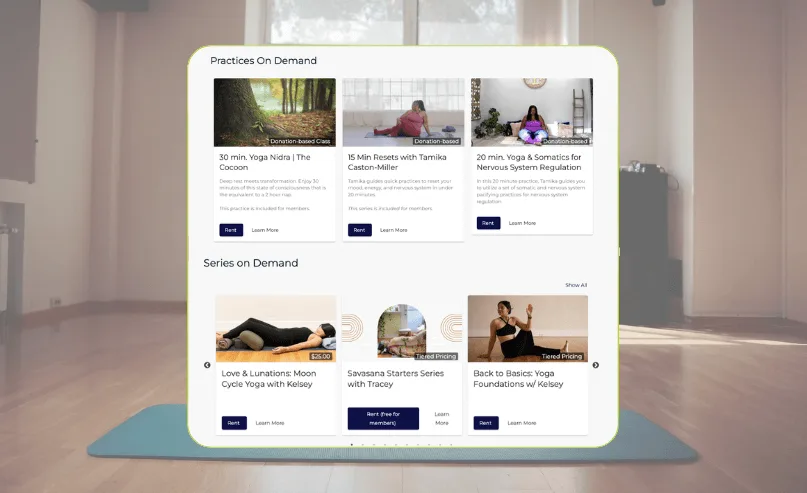 ashe yoga ondemand options that show tiered and donation based prices