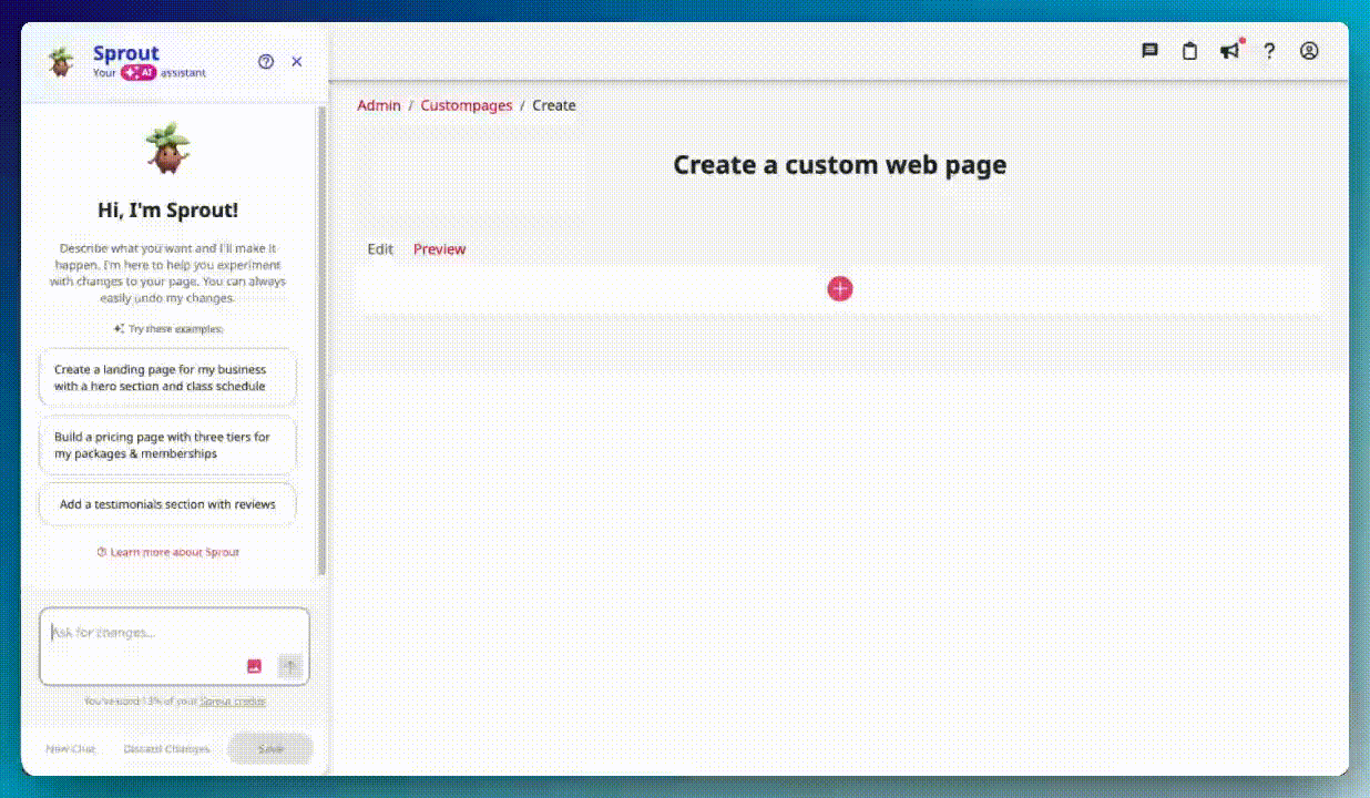Sprout Page Builder Clip - Prompt to Page