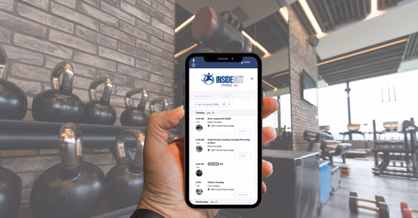 conn phone Functional fitness client registering for a training session on their mobile device